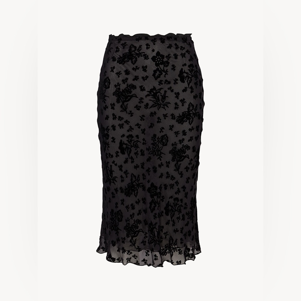 Realisation Par Black Floral Midi Skirt